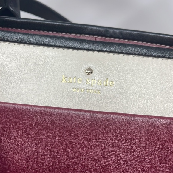 Kate Spade Black White Maroon Tote Convertible Satchel - Picture 3 of 17